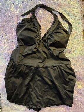 194-Newport News Black One-Piece Swimsuit